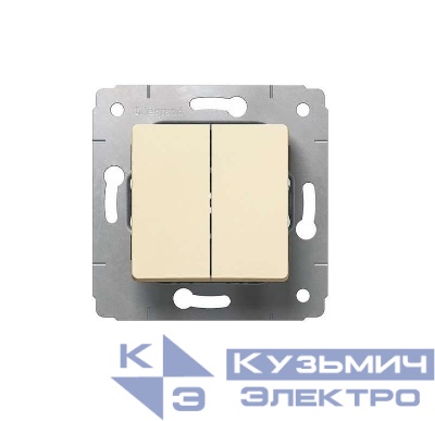 Выключатель 2-кл. СП Cariva 10А IP20 250В авт. клеммы механизм сл. кость Leg 773758