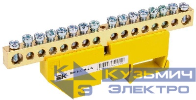 Шина PE "земля" на DIN-изол. ШНИ 8х12-16-Д-Ж IEK YNN10-812-16D-K05