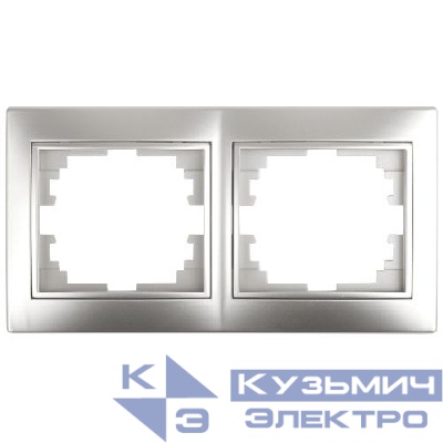 Рамка 2-м СП Plano 1-502-03 гор. алюм. Intro Б0030094