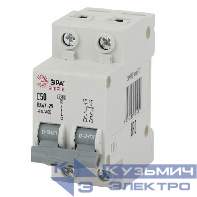 Выключатель автоматический модульный 2п C 50А 4.5кА ВА 47-29 SIMPLE-mod-17 ЭРА Б0039234