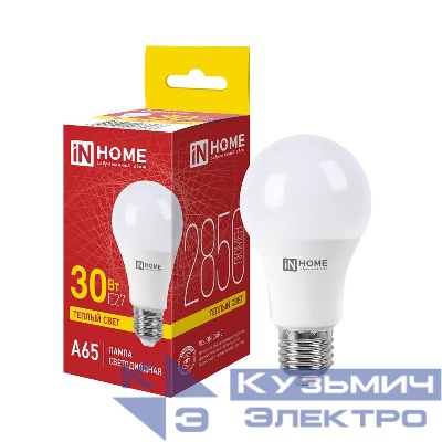 Лампа светодиодная LED-A65-VC 30Вт грушевидная 3000К E27 2850лм 230В IN HOME 4690612066233