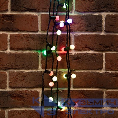 Гирлянда светодиодная "Мультишарики" 20м d17.5мм 200LED RGB 16Вт 220-240В IP65 провод ПВХ черн. (нужен шнур питания 303-500) Neon-Night 303-509