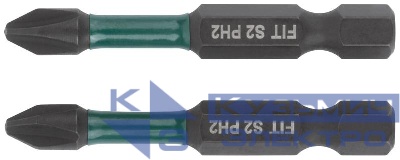 Набор бит кованые ударные сталь S2 односторонние 50мм PH2 профи блистер (уп.2шт) FIT 57481