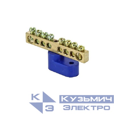 Шина нулевая N 6х9 8 отвер. латунь син. угловой изолятор PROxima EKF sn0-63-08-1