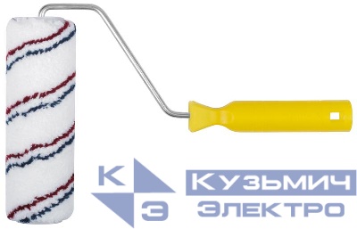 Валик микроволокно с красной и синей полосками диам. 40/63мм ворс 12мм 180мм бел. FIT 01843