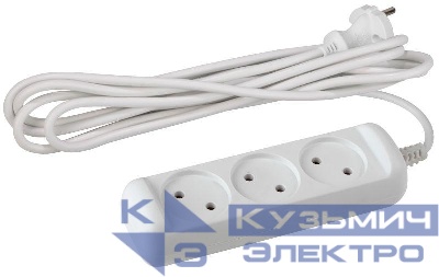 Удлинитель 3х3м без заземл. 10А IP20 U-3-3m-2х1 ПВС 2х1 Эра Б0028355
