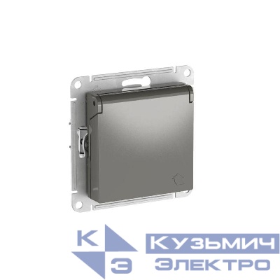 Розетка AtlasDesign 16А IP20 с заземл. защ. шторки с крышкой быстрозажим. клем. механизм сталь SE ATN000946S