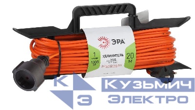 Удлинитель-шнур на рамке 1х20м без заземл. 6А IP20 UFx-1-2х0.75-20m ПВС 2х0.75 Эра Б0046821