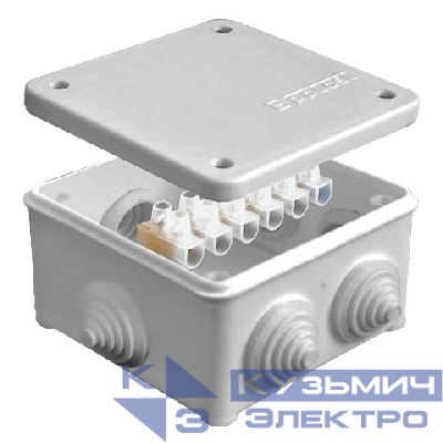 Коробка распределительная ОП 85х85х45мм IP54 с клемм. 7 выходов 3 гермоввода 10А 6 контактов крышка на винтах сер. Epplast 130114