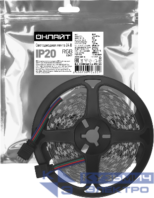 Лента светодиодная 90 680 OLS-5050RGB60-14.4-IP20-24V (уп.5м) ОНЛАЙТ 90680