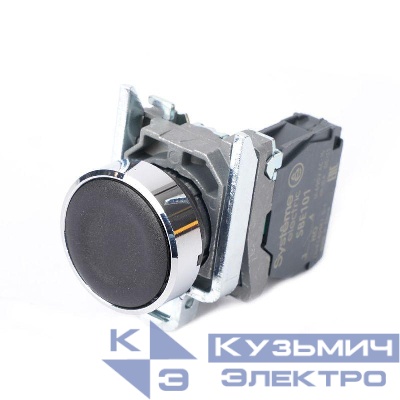 Кнопка модульная SB4 в сборе 22мм с возвратом металл 1НО черн. SE SB4BA21