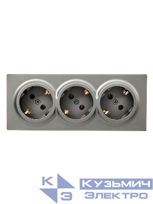 Розетка 3-м ОП LETO с заземл. закрытый корпус ПБТ платина LEZARD 752-3500-127BUP