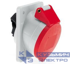 Розетка встраиваемая 16А 5п 3P+N+PE 6ч 400В IP44 наклонная 75х75 Bals 1212