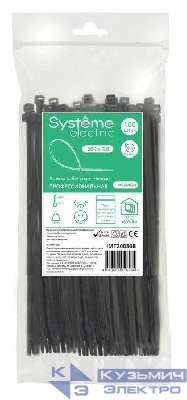Стяжка кабельная 200х3.6 черн. (уп.100шт) SE IMT20036B