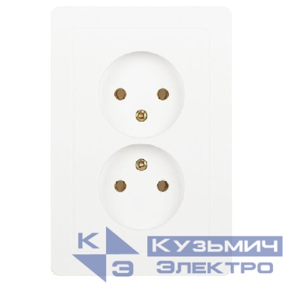 Розетка 2-м СП Style 7-204-01 16А IP20 250В 2х2P без заземл. бел. Intro Б0060641