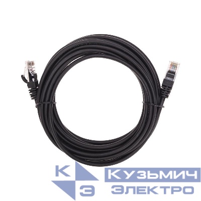 Патч-корд U/UTP CAT 5e RJ45-RJ45 26AWG LSZH черн. 5м Rexant 02-0102-5