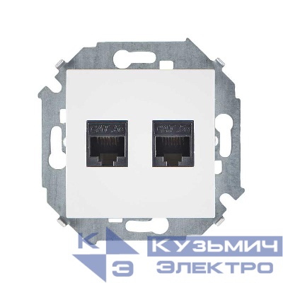 Розетка компьютерная 2-м Simon 15 RJ45 кат.5E AMP механизм бел. Simon 1591552-030
