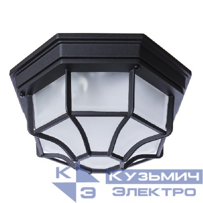 Светильник "Тартаруга" НПП 03-100-005 IP65 (ИМ) настенно-потолочный матов./корпус с решеткой черн. Элетех 1005301193