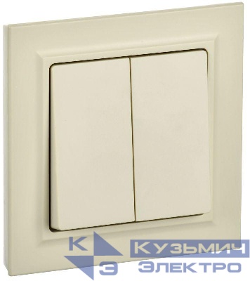 Выключатель 2-кл. СП BRITE ВСР10-2-0-БрКр 10А в сборе беж. IEK BR-V20-0-10-K10-F