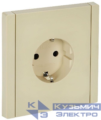 Розетка СП FORTE&PIANO FP415 16А с заземл. защ. шторки винт. крепл. ваниль IEK FP-R14-16-K10