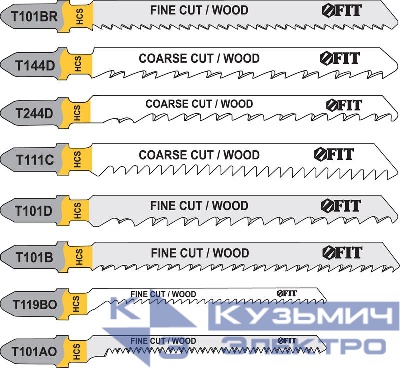 Набор полотен для электролобзика 10шт(T101D T111Cx2 T101B T119BO T144Dx2 T244D T101AO T101BR) FIT 41013
