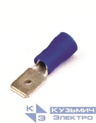 Наконечник изол. "вилка" 1.5-2.5кв.мм А=6.3х0.8мм син. (уп.100шт) DKC 2B22P