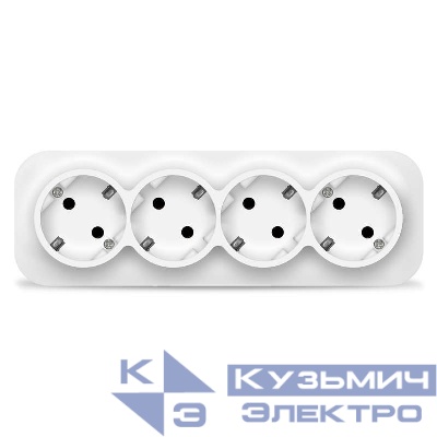 Розетка 4-м ОП 16А IP20 с заземл. бел. IONICH 1447