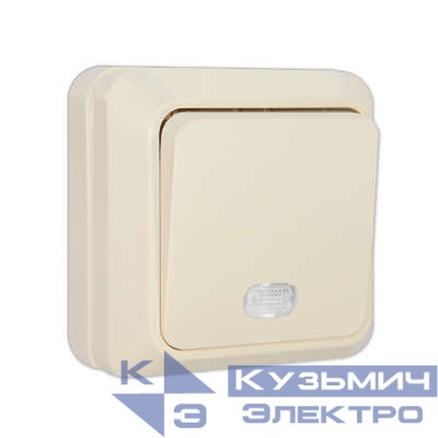 Выключатель 1-кл. ОП Олимп 10А IP20 с подсветкой сл. кость UNIVersal Б-О0121