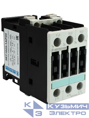 Контактор электромагнитный 3RT1025-1AP00 3п 17A кат. 230В AC 50Гц IP20 AC-3 7.5кВт 400В типоразмер S0 винтов. клеммы Электротехник ET012219