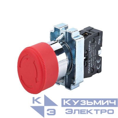 Кнопка управления "Грибок" NP2-BS542 d40мм 1НЗ IP40 с фиксацией без подсветки красн. (R) CHINT 573894