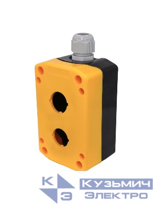 Корпус ПКУ-22/2 2 отверст. d22мм с сальником IP65 с желт. крышкой; черн. Электротехник ET518664
