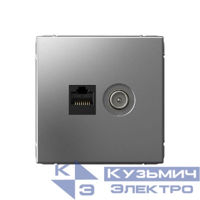 Розетка компьютерная + телевизионная 2-м СП ArtGallery RJ45 кат.5E + TV механизм сталь SE GAL000989