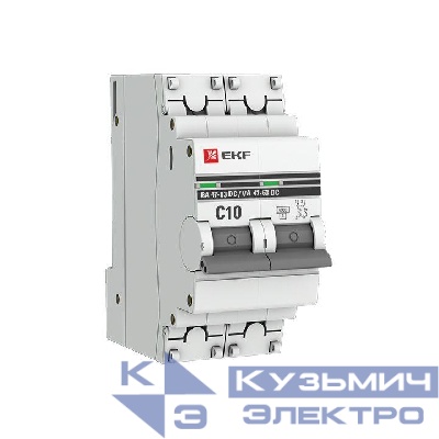 Выключатель автоматический модульный 2п C 10А 6кА ВА 47-63 DC PROxima EKF mcb4763-DC-2-10C-pro