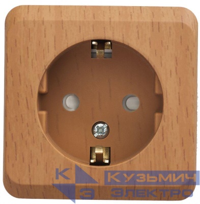 Розетка 1-м ОП Этюд Дача 16А IP20 250В с заземл. защ. шторки бук SE PA16-004T