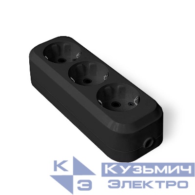 Колодка удлинителя 3-м с заземл. АБС-пластик черн. UNIVersal 1307