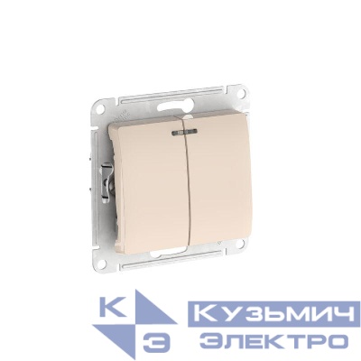 Выключатель 2-кл. Glossa (сх. 5а) 10AX с подсветкой быстрозажим. клем. механизм беж. SE GSL000253S