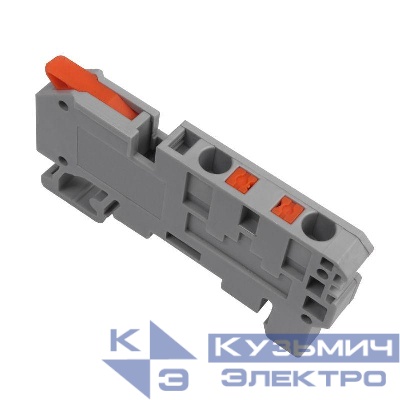 Клемма СМК 222-421-PT-4 3 вывода рычаг-push-in на DIN-рейку 0.5-4кв.мм сер. (уп.40шт) Rexant 07-5293