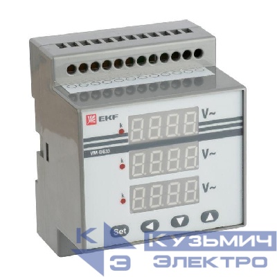 Вольтметр цифровой VD-G33 на DIN-рейку трехфазный EKF vd-g33