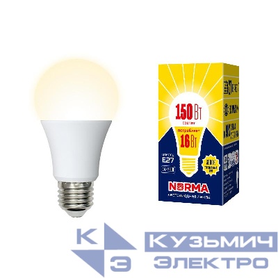 Лампа светодиодная LED-A60-16W/WW/E27/FR/NR Norma 16Вт матовая E27 (упак. картон) Volpe UL-00004027