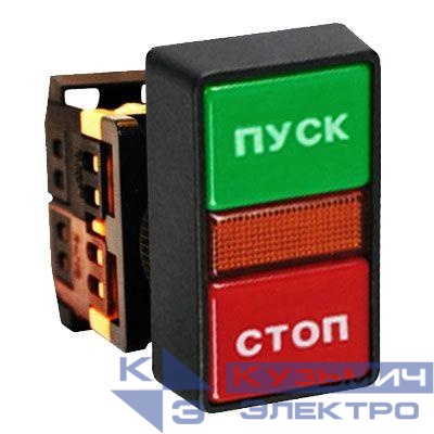 Кнопка AS-22N "Пуск-Стоп" прямоугольная 220В NO+NC EKF pbn-as-rec