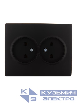 Розетка 2-м СП Karina 16А IP20 без заземл. термопласт черн. бархат LEZARD 707-4200-128B