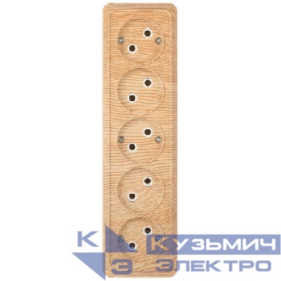 Розетка 5-м ОП Quadro 2-209-11 16А IP20 5х2P 250В без заземл. сосна Intro Б0053854