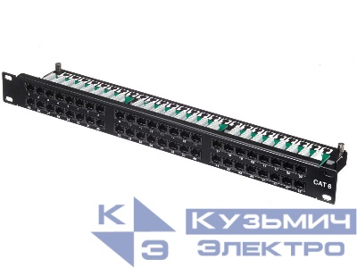 Патч-панель UTP, 19", 48 портов RJ45, cat.6, 1U, Krone Type, "L"