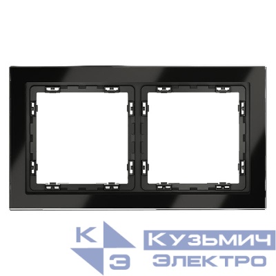 Рамка 2-м S70 стеклян. черн. Voltum VLS110208