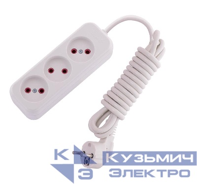 Удлинитель 3х3м без заземл. 10А IP20 Lila LEZARD 720-0303-303