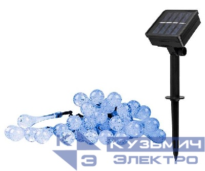 Светильник светодиодный SLR-G08-30B садовый; гирлянда капли син. солнечная батарея ФАZА 5040946