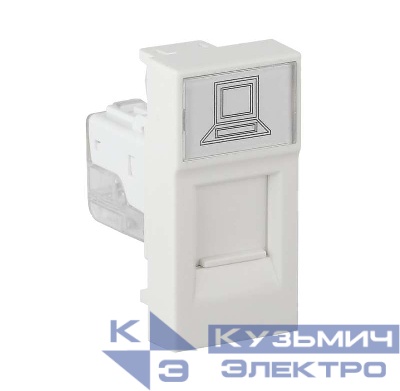 Розетка компьютерная 1-м RJ45 1А IP20 45х22.5 модульная бел. Ruvinil АДЛ 13-902
