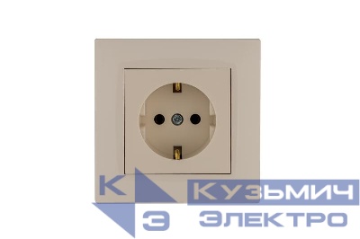 Розетка 1-м Karea RIZZ с заземл. крем Makel 88010028