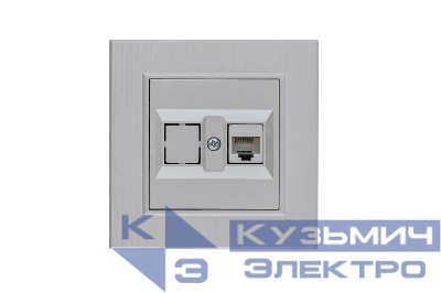 Розетка компьютерная CAT 5+гнездо Karea LINE STAR жемчуж. Makel 86100035