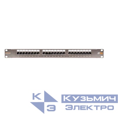 Патч-панель 19дюйм 1U кат.5E (класс D) полн. экранир. 24 порта 100МГц RJ45 (8P8C) 110/KRONE T568A/B с органайзером метал. NIKOMAX NMC-RP24SD2-1U-MT